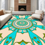 Boho Medallion Sunburst Fade Resistant Floor Covering (Beige) - ODIKA