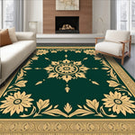 Floral Mosaic Arrangement with Petal Motifs and Subtle Ornate Borders (Green) - ODIKA