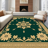 Floral Mosaic Arrangement with Petal Motifs and Subtle Ornate Borders (Green) - ODIKA