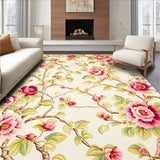 Beige Spring Bloom Entryway Vibrant Flower Area Low Pile Design(Ivory)