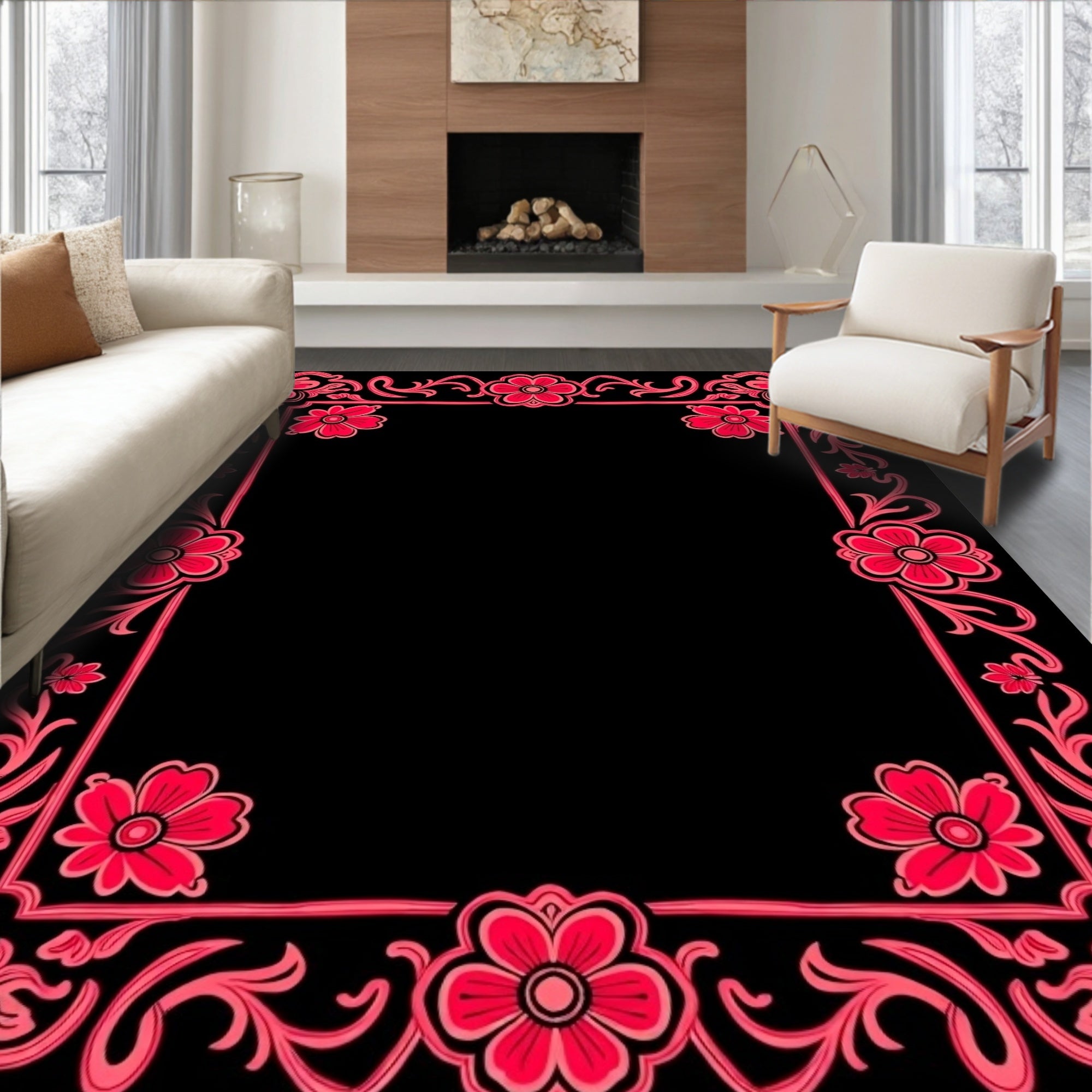 Floral Bouquet Design with Victorian Elegance (Black) - ODIKA