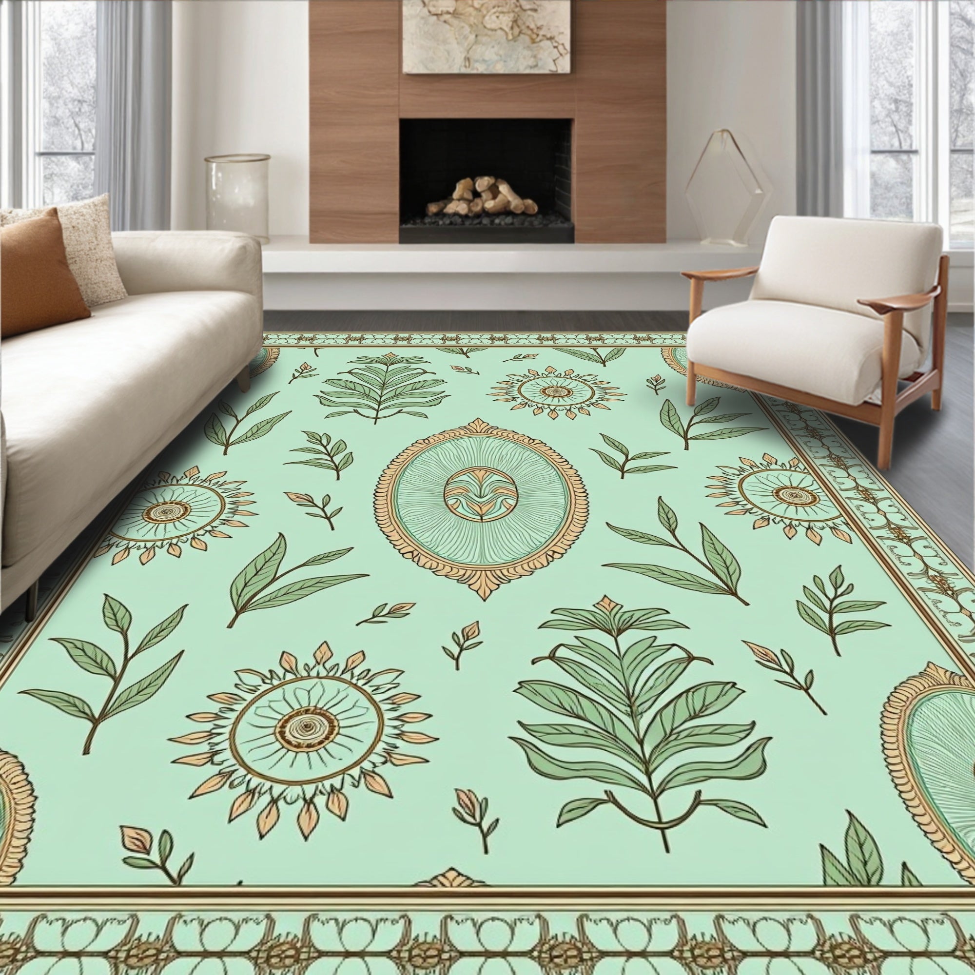 Botanical Interlocking Floral Medallion Vintage Heritage (Green) - ODIKA