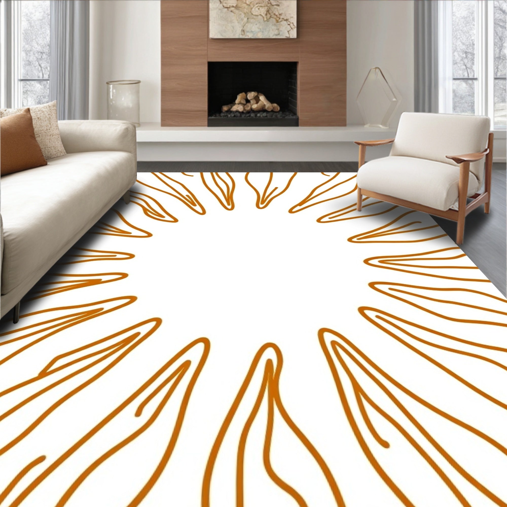 Elegant Starburst Swirl Transitional Contemporary Decorative (Brown) - ODIKA