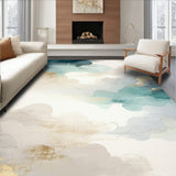 Ethereal Aura Area Beige & Blue Cloud Inspired Design(White)