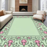 Heritage Rococo With Flourished Damask Blossoms (Green)