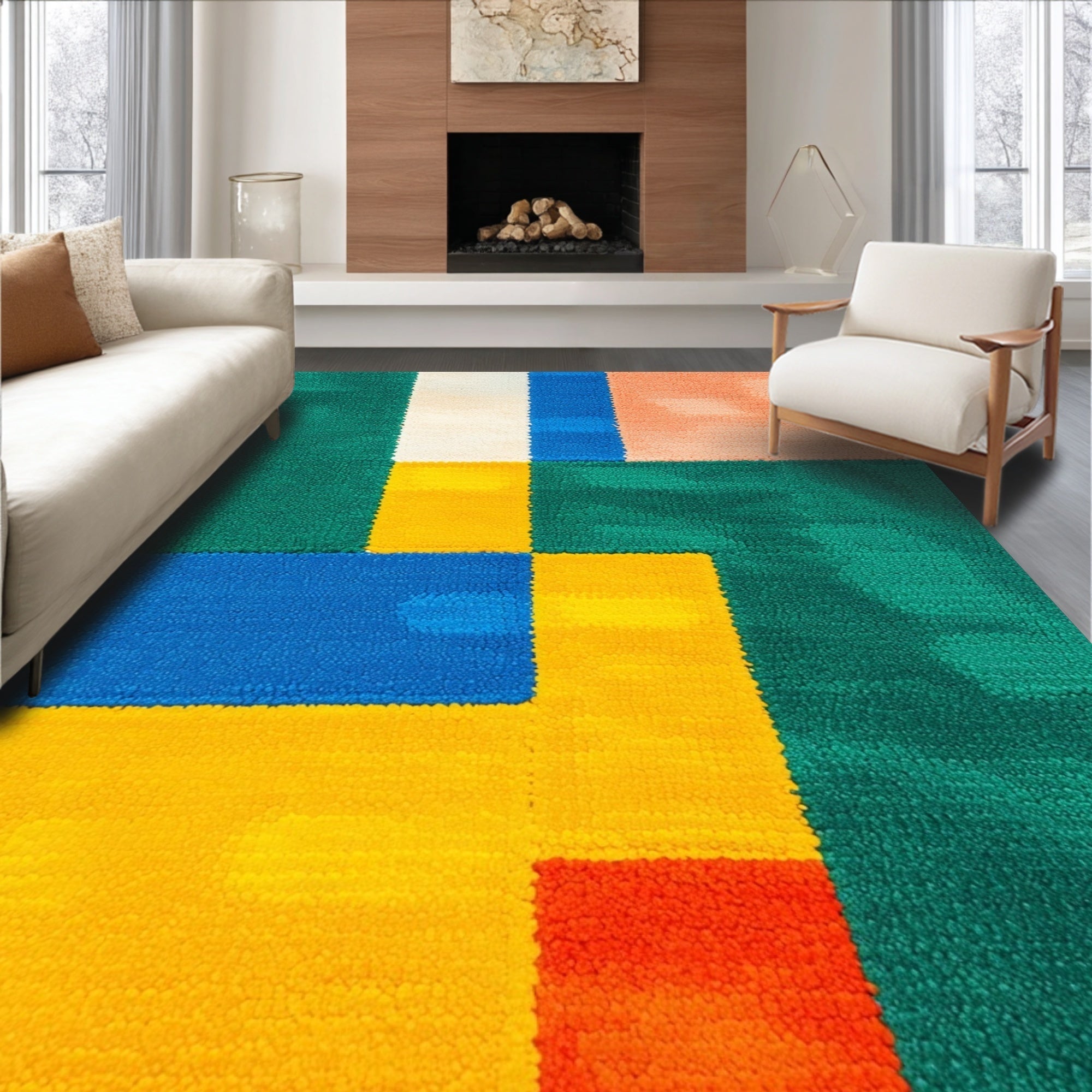 Ultra Soft Area Rug, Non Slip, Stain Resistant, Washable Area Rugs for Living Room, Bedroom, Contemporary Burnt Orange Meditation Area Plush Carpet(Blue)