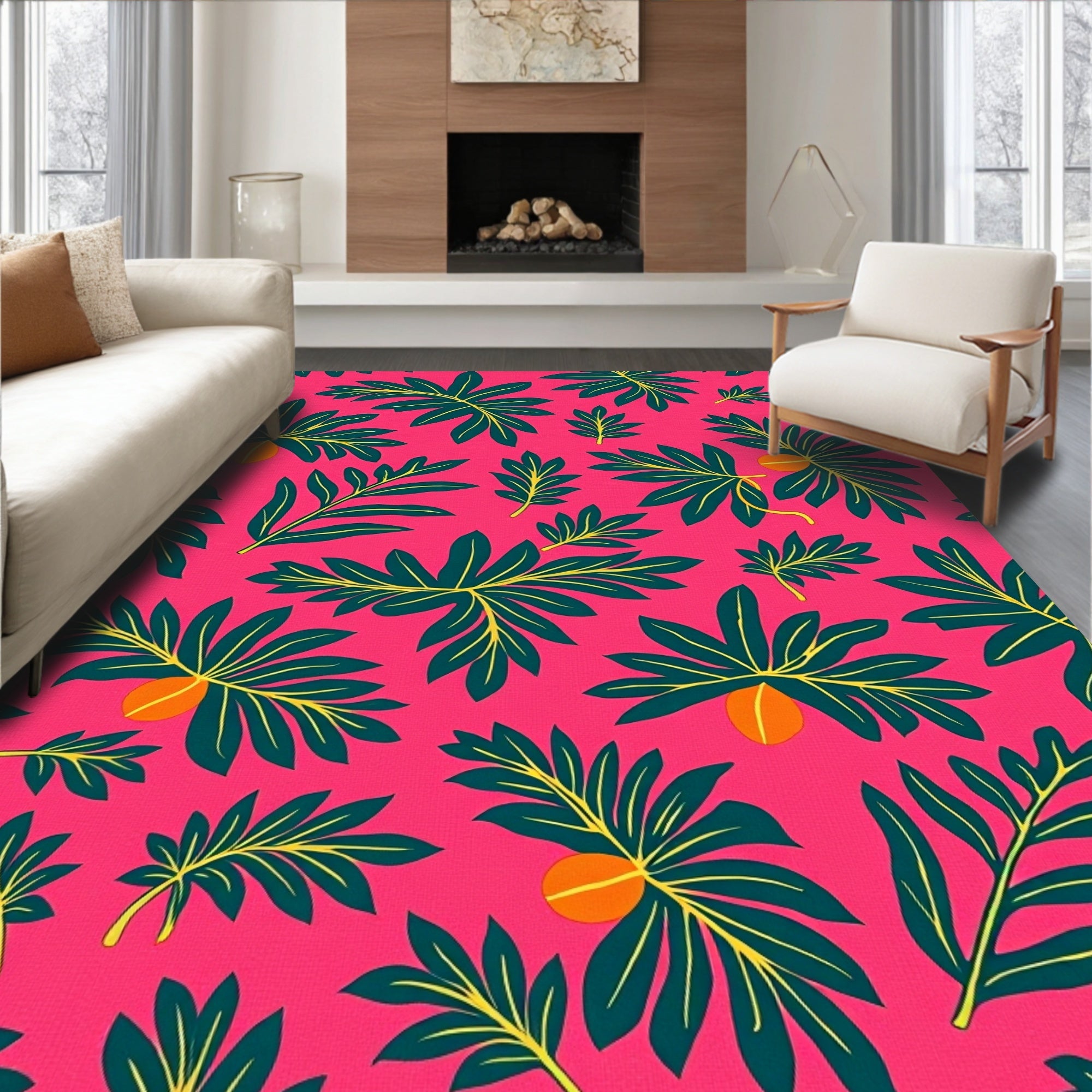 Botanical Leaf Vine with Tropical Foliage Design (Pink) - ODIKA