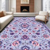 Ultra Soft Area Rug, Non Slip, Stain Resistant, Washable Area Rugs for Living Room, Bedroom, Boho Floral Machine Washable(Purple)