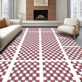 Checkered Design with Alternating Textural Blocks(Red)
