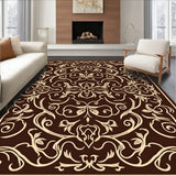 Elegant Swirling Botanical Damask Curved Leaf Motif(Brown)