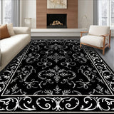 Floral Damask Scroll Work Classic Interior Accent(Black)