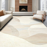 Abstract Waves Area Modern Sculpted Beige Cream(Beige)