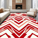 Elegant Chevron Design Featuring Symmetrical Festive Motifs(Red)