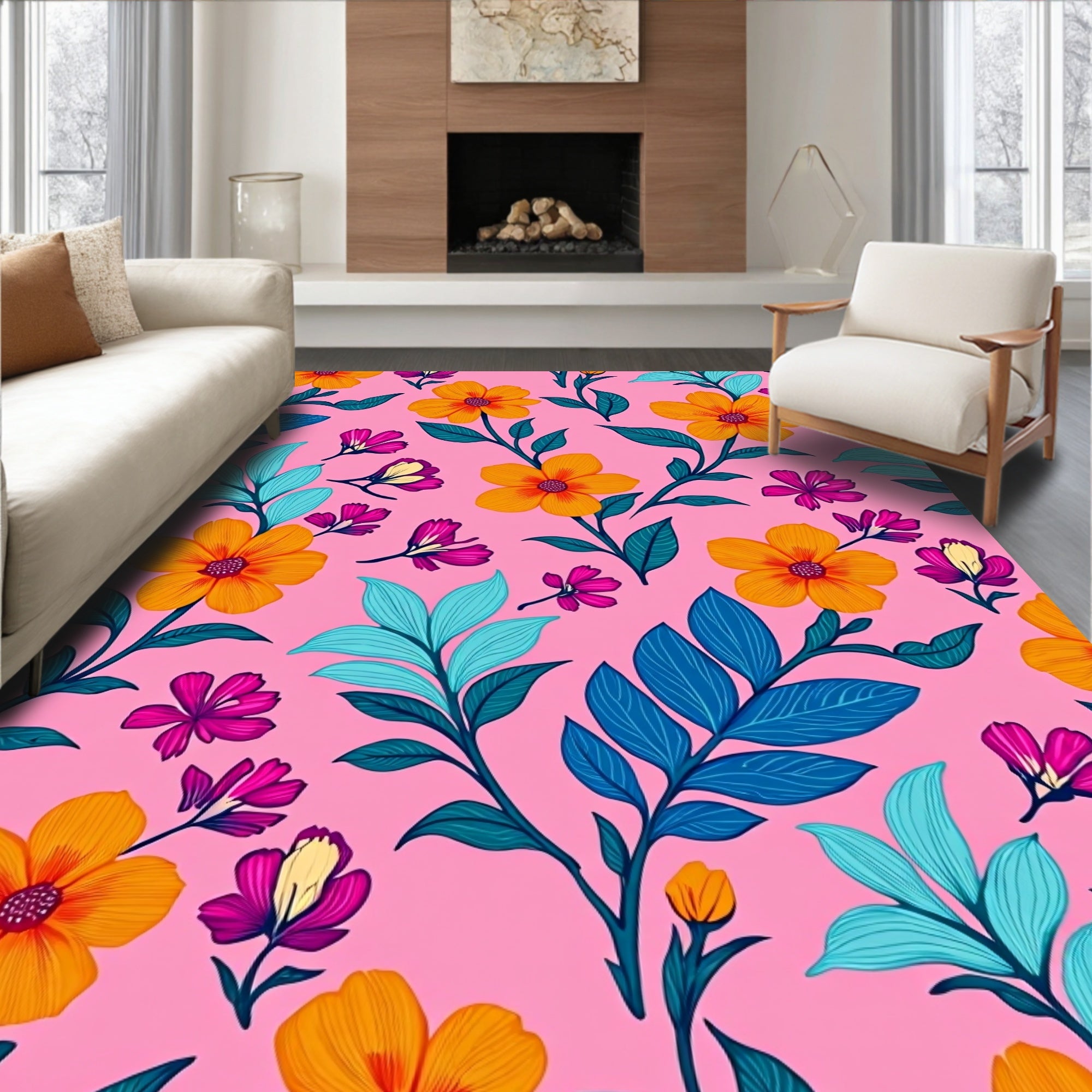 of Floral Design with Rainforest Motifs (Pink) - ODIKA