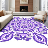 Hexagonal Floral Blossom Medallion Decorative Accent (Purple)