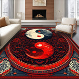 Ultra Soft Area Rug, Non Slip, Stain Resistant, Washable Area Rugs for Living Room, Bedroom, Chinese Ba-gua Living Room Non-Slip Carpet(Red)