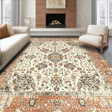 Artisan Inspired Medallion with Harmonious Geometric Floral Designs(Orange)