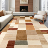 Contemporary Mod Mosaic Area Showcasing Artistic Segmented Panels(Beige)