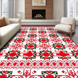 Festive Plaid Patchwork and Snowflake Motif Christmas Door Entry(Red)