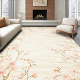 Elegant Floral Low Pile Area Boho Chic(Beige)