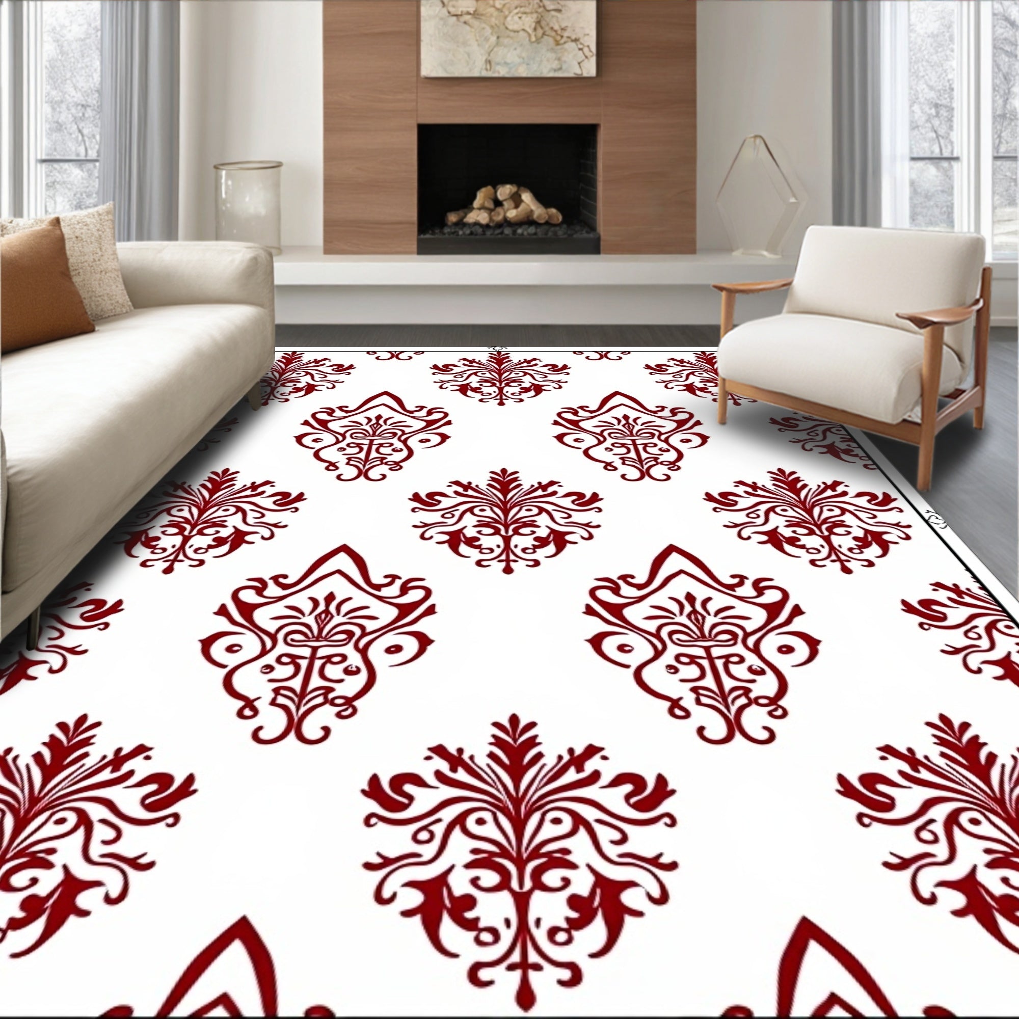 Damask with Heirloom Filigree Florals (White) - ODIKA