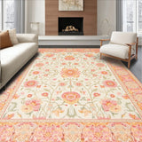 Elegant Area With Intricate Floral Motifs And Beige Hue(Ivory)