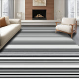 Contemporary Striped Door Mat Layered Look Area(Black)