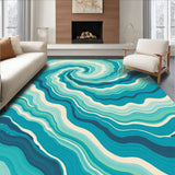 Elegant Wave Swirl Abstract Decorative Artistic Print(Blue)