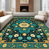 Living Rug Peacock Garden Easy Clean Carpet(Blue)