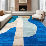 Modern Abstract Blue & Beige Area(Blue)