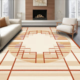 Modern Round Area Beige & Rust Geometric(Beige)