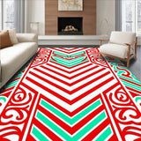 Cane Stripe Chevron Doormat with Peppermint Swirl Details(Red)