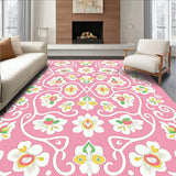 Botanical Vinework Motif Featuring Scrollwork and Stylized Blossoms(Pink)