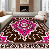 Burst Decorative Floor Covering with Intricate Floral Motifs(Brown)