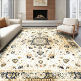 Floor Beige Medallion Design Vintage Accent(Beige)