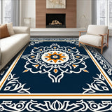 Heritage Artisan Medallion With Vintage Damask Inspiration(Navy)