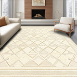Boho Inspired Beige Area with Geometric Diamond Trellis(Beige)