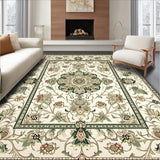 Indoor Beige Green Medallion Accent Area(Ivory)