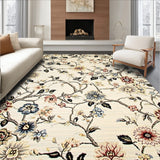 Elegant Beige Floral Area with Artistic Hand Painted Design(Ivory)