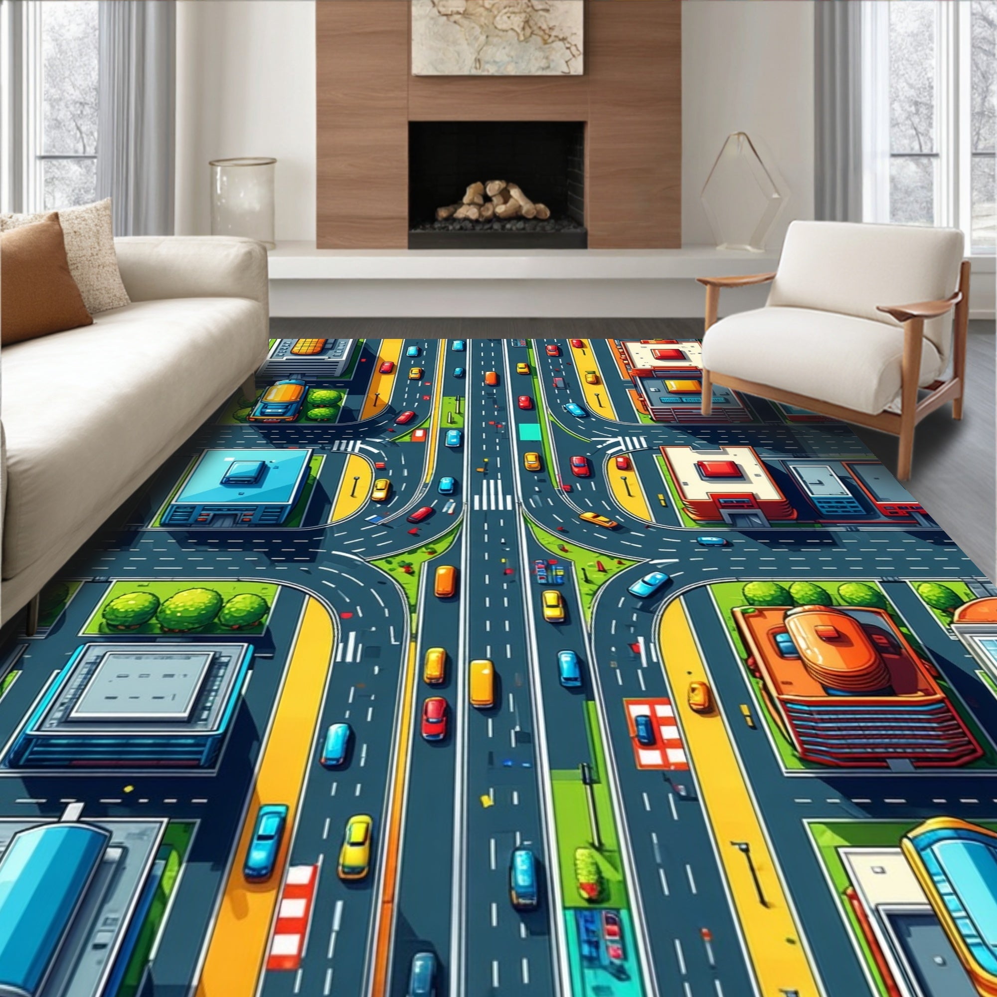 Multicolor Road Playmat for Learning Space(Red) - ODIKA