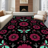 Gothic Botanical Interlocking Blossoms with Macabre Insect (Black)