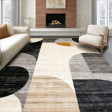 Beige Black Abstract Modern Geometric Circles Area Design(Gray)