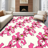 Interlocking Grid Featuring Stylized Botanical(Pink)