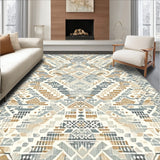 Elegant Beige Grey Interwoven Geometric Animal Inspired Floor(Beige)