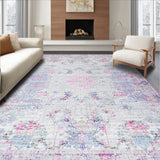 Chic Bow Motif with Painterly Florals and Baby Blue Artistic Geometry(Beige)