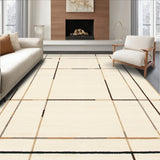 Contemporary Geometric Neutral Beige Area Modern Design(Beige)