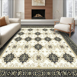 Abstract Cross Design Area with Beige and Charcoal(Beige)
