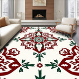 Winter Snowflake Medallion Print with Crystalline Formations(Red)