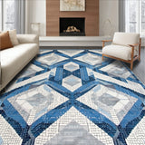Clifton Collection Modern Geometric Floor Grey Blue(Blue)
