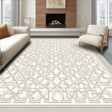 Heritage Trellis Area Featuring Neutral Toned Geometric Lattice(Beige)
